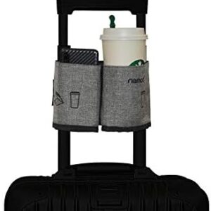 riemot Luggage Travel Cup Holder Free Hand Drink Carrier - Hold Two Coffee Mugs - Fits Roll on Suitcase Handles - Gifts for Flight Attendants Travelers Accessories Grey