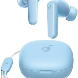 Soundcore by Anker P20i True Wireless Earbuds, 10mm Drivers with Big Bass, Bluetooth 5.3, 30H Long Playtime, Water-Resistant, 2 Mics for AI Clear Calls, 22 Preset EQs, Customization (Light Blue)
