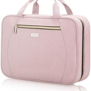 Women's Travel Toiletry Bag - Hanging Makeup Organizer for Accessories, Shampoo, Full-size Containers, Toiletries - Pink