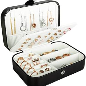 Travel Jewelry Box, PU Leather Small Jewelry Organizer for Women Girls, Portable Mini Travel Case Display Storage Holder Boxes for Stud Earrings, Rings, Necklaces, Bracelets.