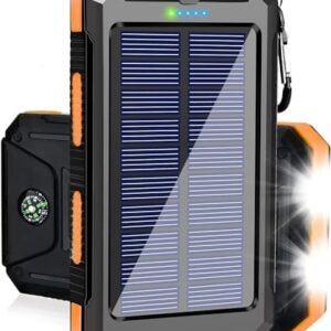 Solar Charger Power Bank, 38800mAh Portable Charger Fast Charger Dual USB Port Built-in Led Flashlight and Compass for All Cell Phone and Electronic Devices