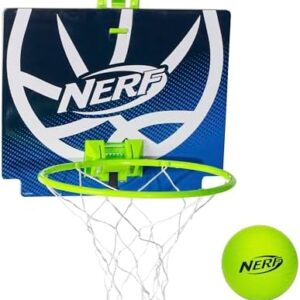 Nerf Mini Over The Door Basketball Hoop - Nerfoop Indoor Basketball Hoop for Kids - Toy Door Basketball Hoop + Mini Foam Basketball Game Set - Perfect for Bedroom Indoor Basketball - Green