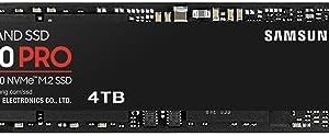 SAMSUNG 990 PRO SSD 4TB PCIe 4.0 M.2 2280 Internal Solid State Hard Drive, Seq. Read Speeds Up to 7,450 MB/s for High End Computing, Gaming, and Heavy Duty Workstations, MZ-V9P4T0B/AM
