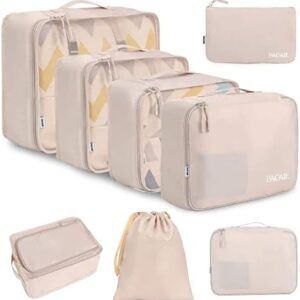 BAGAIL 8 Set Packing Cubes Luggage Packing Organizers for Travel Accessories-Cream