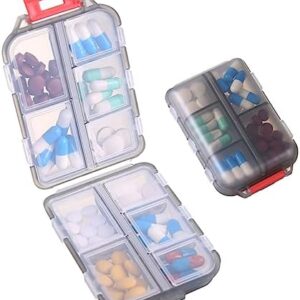 1Pack Travel Pill Organizer - 10 Compartments Pill Case, Compact and Portable Pill Box, Perfect for On-The-Go Storage, Pill Holder for Purse Gray