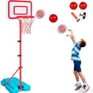 Kids Basketball Hoop Adjustable Height 2.9 ft-6.2 ft Toddler Basketball Hoop for Kids Indoor Outdoor Play Portable Basket Ball Goal Backyard Outside Toys for Boys Girls Age 2 3 4 5 6 7 8 Easter Gift