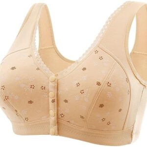 Daisy Bras for Older Women Front Closure Bras Push Up Bra No Underwire Plus Size Front Button Bra