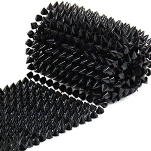Jerler Sew Stitch on Spikes for Arts and Crafts Decoration, Mesh Rivets Studs Beads Cone Spoke Trim Punk Pock with Flat Back for Jacket, Clothing, Shoes and Performance (0.5 Yard, Black)