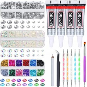 shynek B7000 Jewelry Glue with Rhinestones for Crafts, 4500Pcs Rhinestones with Gems Adhesive for Shoes Cloth Fabric with Picker pencil for Crafting Diamond Art Graduation Cap Decorations